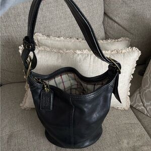 Black Leather Shoulder Bag by Coach